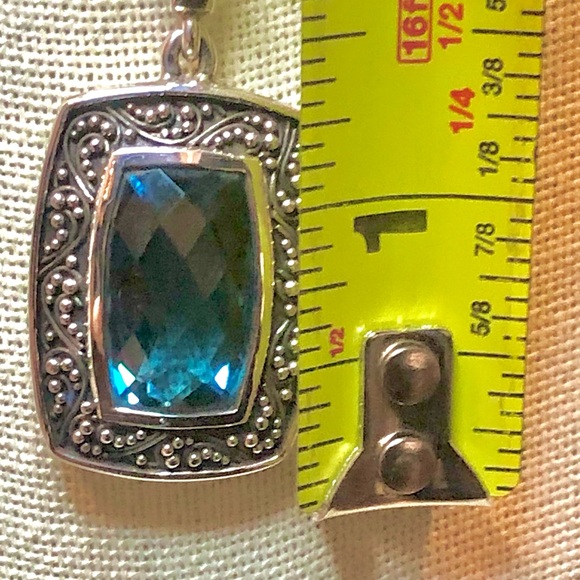 LOIS HILL Sterling Silver London Blue Topaz Faceted Pendant on Foxtail Chain - Picture 13 of 17